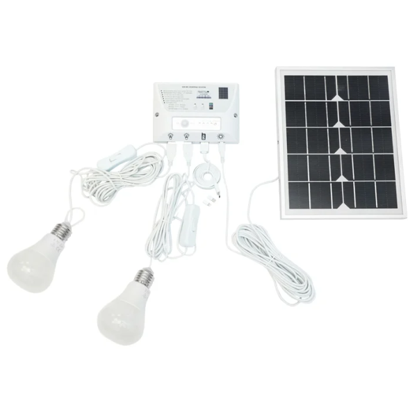 Sistem Pentru Iluminat Cu 2 Becuri Panou Solar 5V/5,5W Si 1xUsb Incarcare Telefon BK69217 190221-12